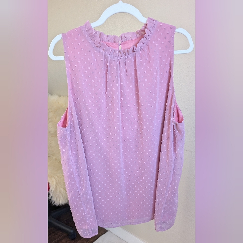 Textured Chiffon Sleeveless Dot Blouse in Dusty Rose - 2XL